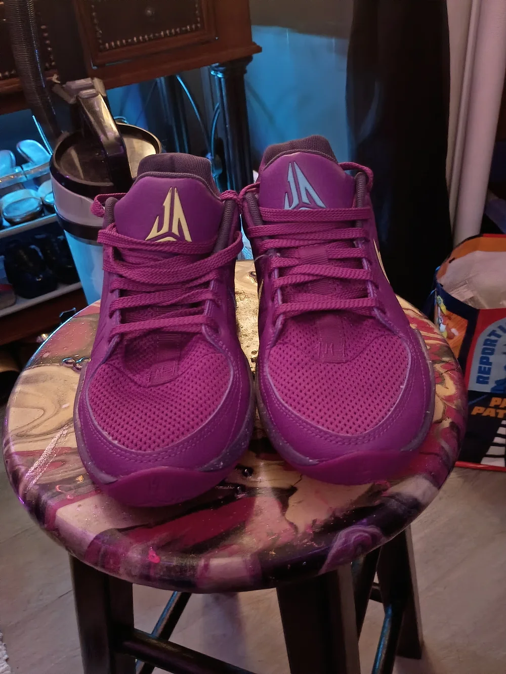 Nike Purple Ja 2 Stargazers Basketball Sneakers with Light Blue Swoosh